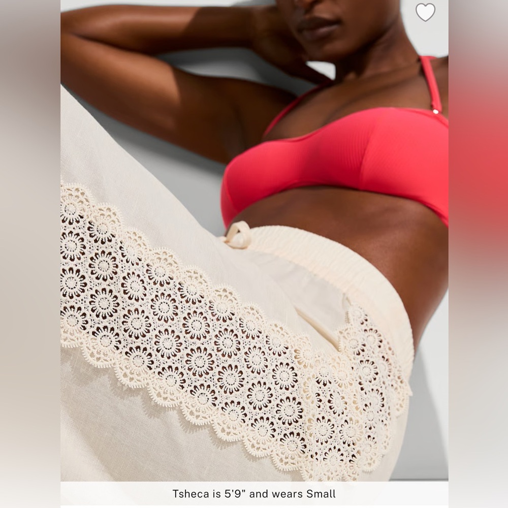 🆕 RESERVED EB VICTORIA'S SECRET SWIM BEACHWEAR LINEN LACE-TRUM COVER-UP PANTS M - Picture 6 of 16
